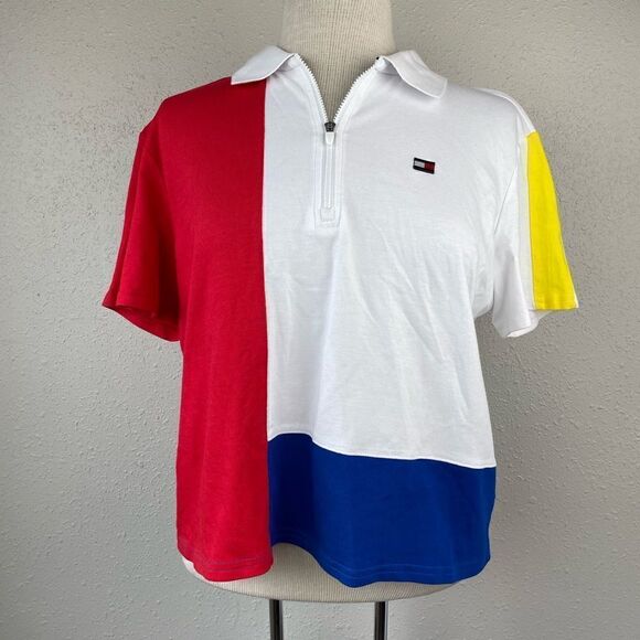 NWOT Tommy Hilfiger Sport Quarter Zip Polo Top Size L - Picture 1 of 7